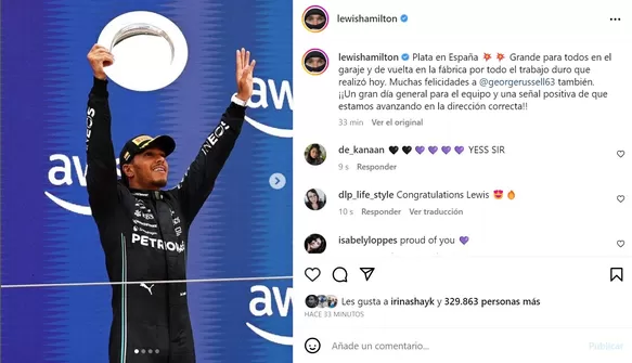 Shakira aprovechó su estancia en Barcelona para ver correr a Lewis Hamilton