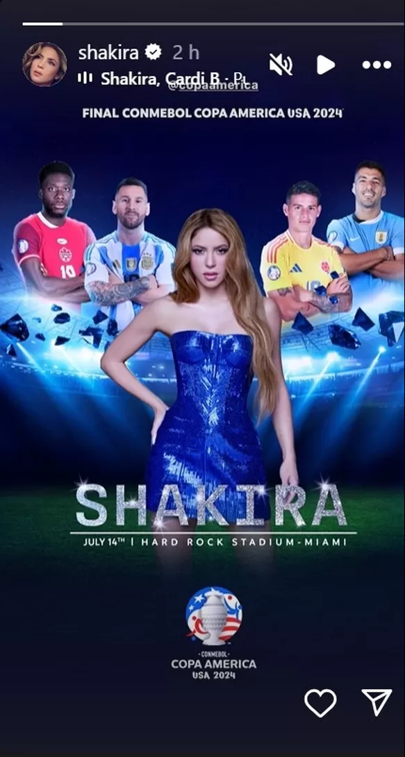 Shakira cantará en la clausura de la Copa América 2024/Foto: Instagram