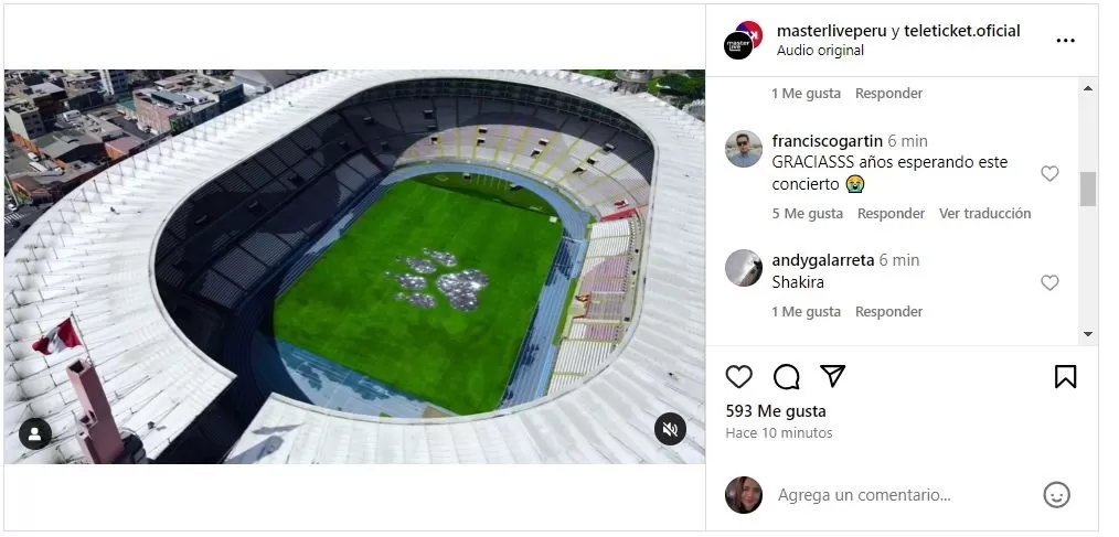 ¿Confiman concierto de Shakira en Lima? / Instagram