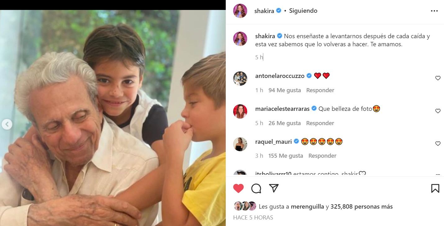 Shakira dedicó emotivo mensaje a su padre 