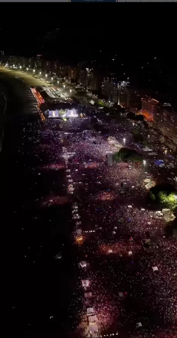 La cantante colombiana reunió a millones de personas en la playa de Copacabana durante el multitudinario evento gratuito  Video: Prefectura de Río de Janeiro