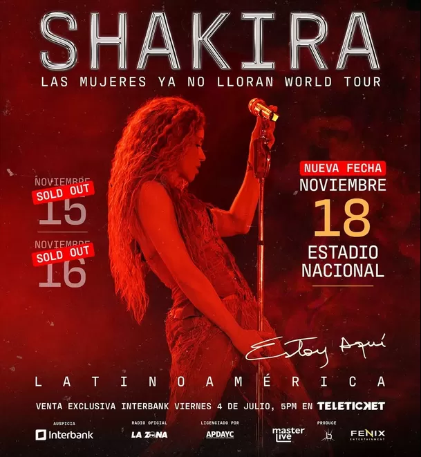 Shakira ofrecerá un tercer concierto en Lima el próximo 18 de noviembre / Instagram Shakira ofrecerá un tercer concierto en Lima el próximo 18 de noviembre / Instagram