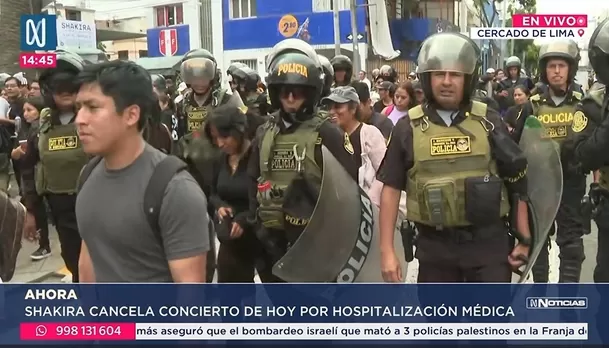 Así fue la intervención de la PNP tras cancelación del concierto de Shakira. Foto: Canal N Así fue la intervención de la PNP tras cancelación del concierto de Shakira. Foto: Canal N