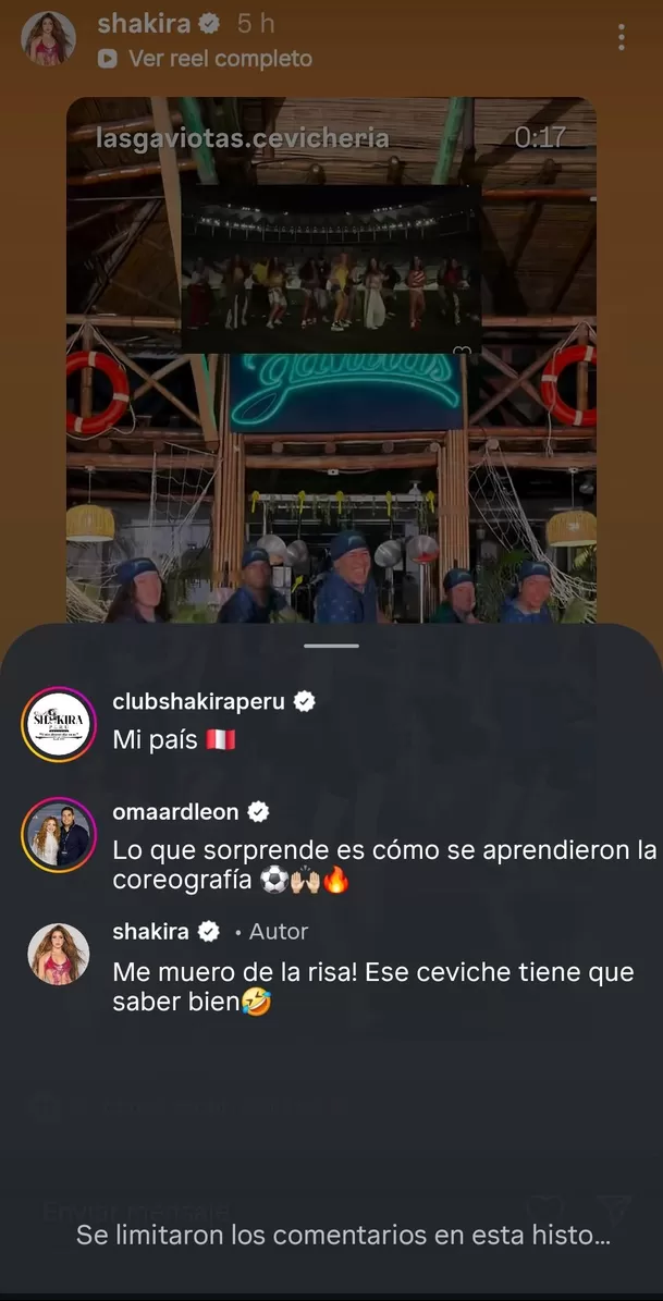 Shakira se rinde ante el ingenio peruano de ‘Las Gaviotas’ / Instagram