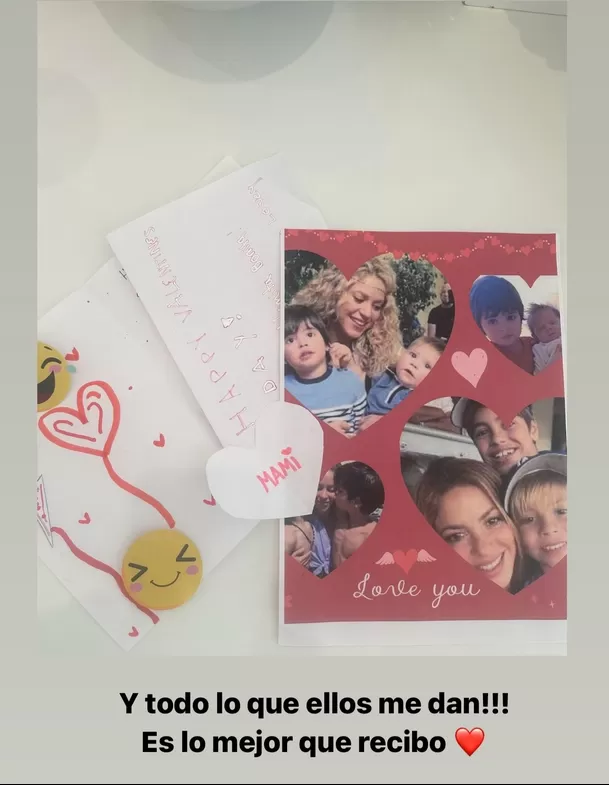 Regalos que Shakira recibió de parte de sus hijos Milan y Sasha por San Valentín/Foto: Instagram Regalos que Shakira recibió de parte de sus hijos Milan y Sasha por San Valentín/Foto: Instagram