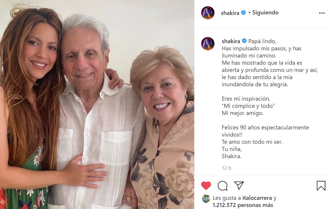 Shakira y el emotivo mensaje por el cumpleaños de su papá