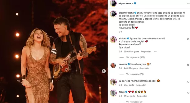 Alejandro Sanz dedica mensaje a Shakira tras su reencuentro en Madrid / IG: @alejandrosanz