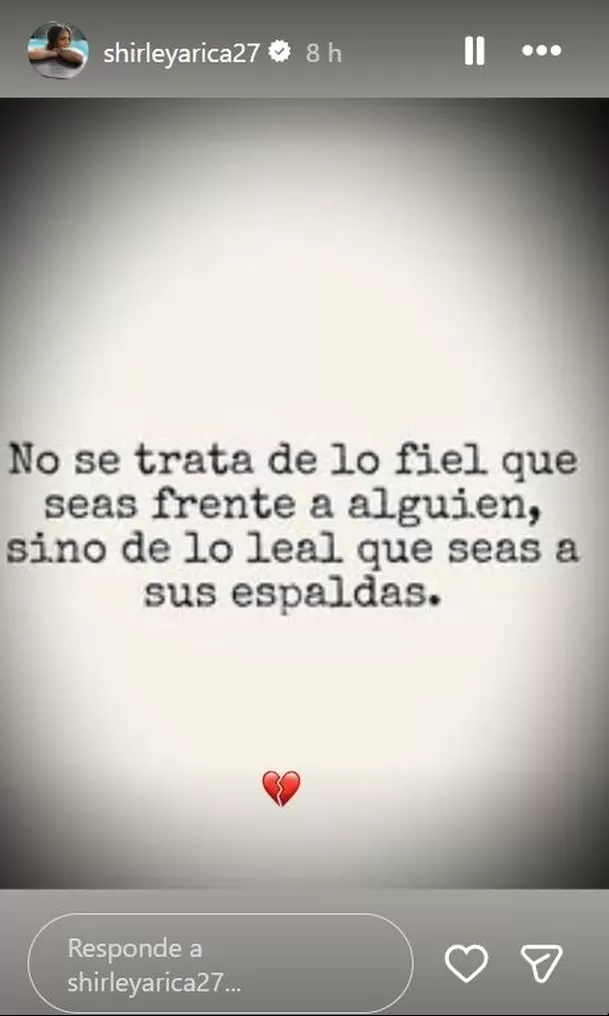 El mensaje de Shirley Aricas tras salida de Samahara Lobatón con Pablo Heredia y Ale Fuller / IG: @shirleyarica27 El mensaje de Shirley Aricas tras salida de Samahara Lobatón con Pablo Heredia y Ale Fuller / IG: @shirleyarica27
