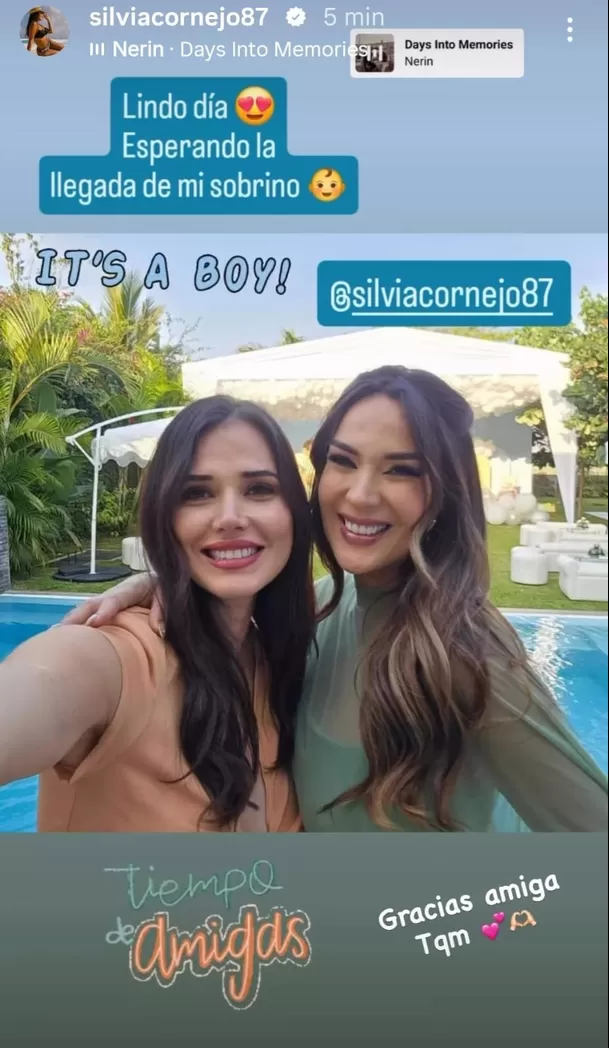 Silvia Cornejo junto a Maju Mantilla en su baby shower / IG: silviacornejo87