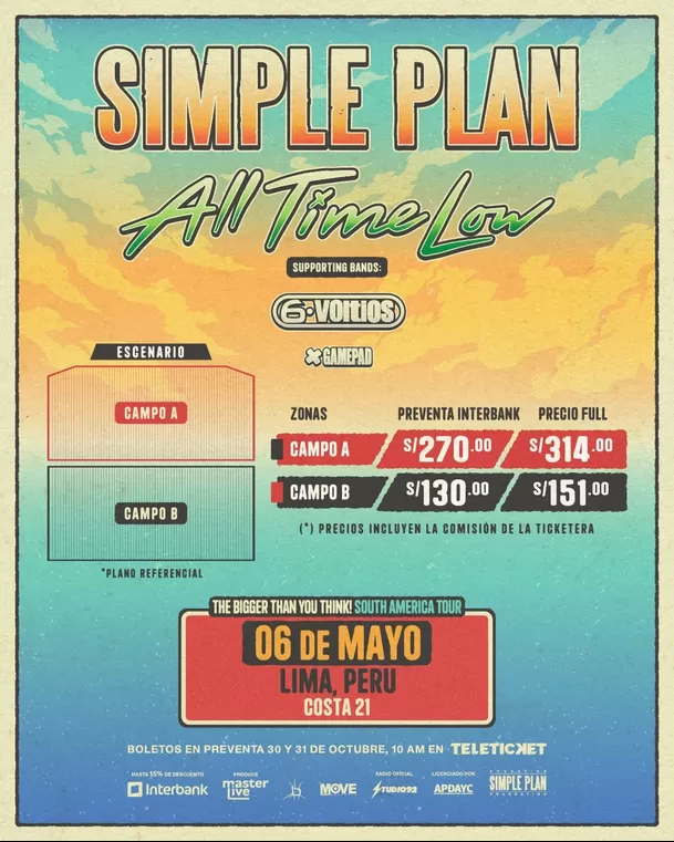 Precios de entradas para el concierto de Simple Plan en Lima 2027 / IG: @masterliveperu Precios de entradas para el concierto de Simple Plan en Lima 2027 / IG: @masterliveperu