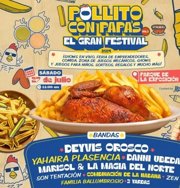 El festival 'Pollito con papas' se llevará a cabo este sábado 27 de julio/Foto: Instagram