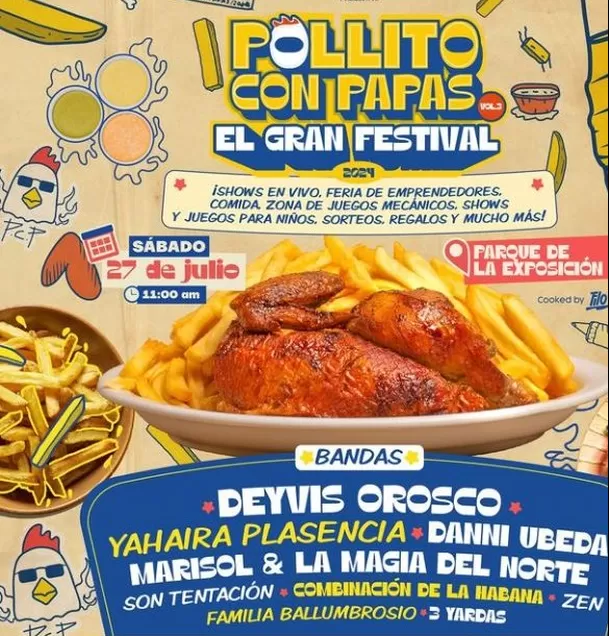 El festival 'Pollito con papas' se llevará a cabo este sábado 27 de julio/Foto: Instagram