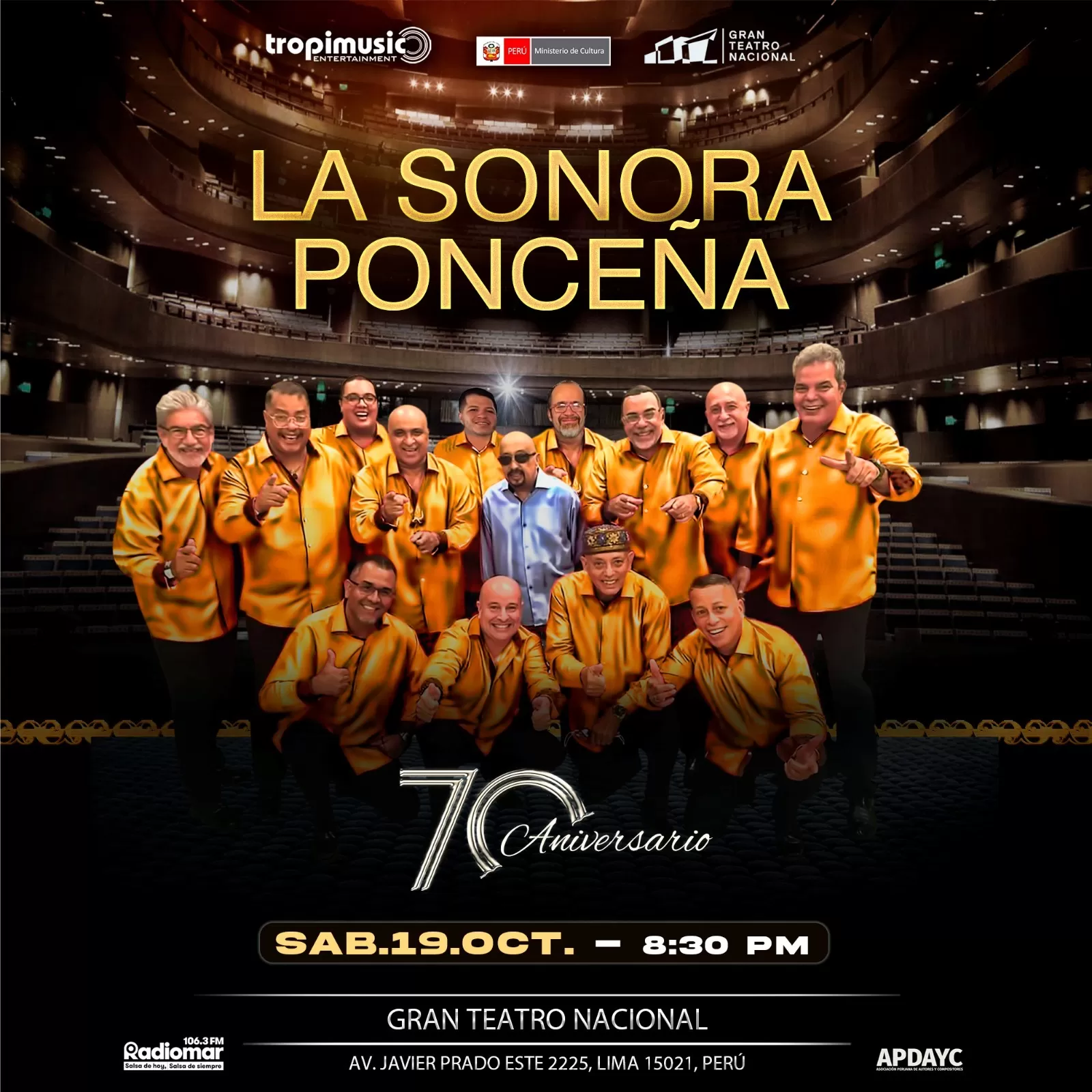 Concierto de La Sonora Ponceña en Lima por sus 70 años de formación 