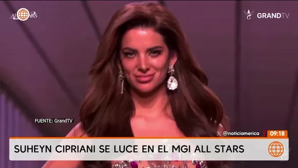 Suheyn Cipriani deslumbró sin maquillaje en la pasarela del Miss Grand International All Stars / GrandTV