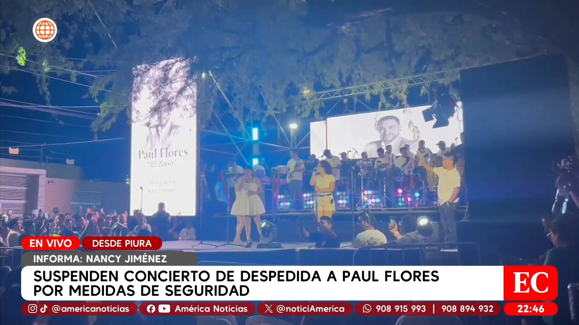 Suspenden concierto homenaje a Paul Flores por medidas de seguridad. Fuente: AméricaTV Suspenden concierto homenaje a Paul Flores por medidas de seguridad. Fuente: AméricaTV