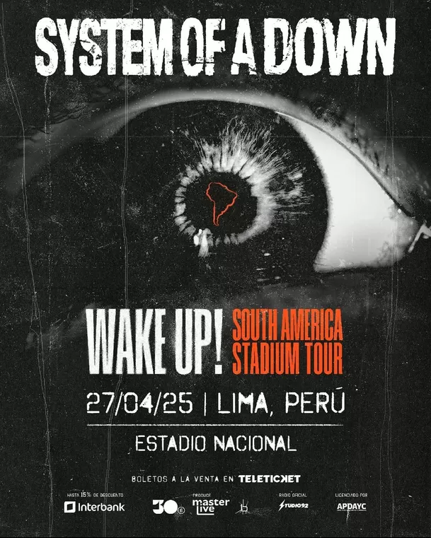 El 27 de abril, los fanáticos peruanos de System Of a Down disfrutarán de sus mejores éxitos en el Estadio Nacional / Instagram