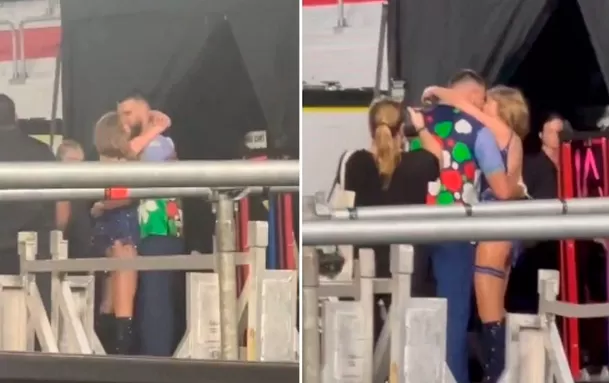 El beso de Taylor Swift a Travis Kelce tras concierto en Argentina. Fuente: X