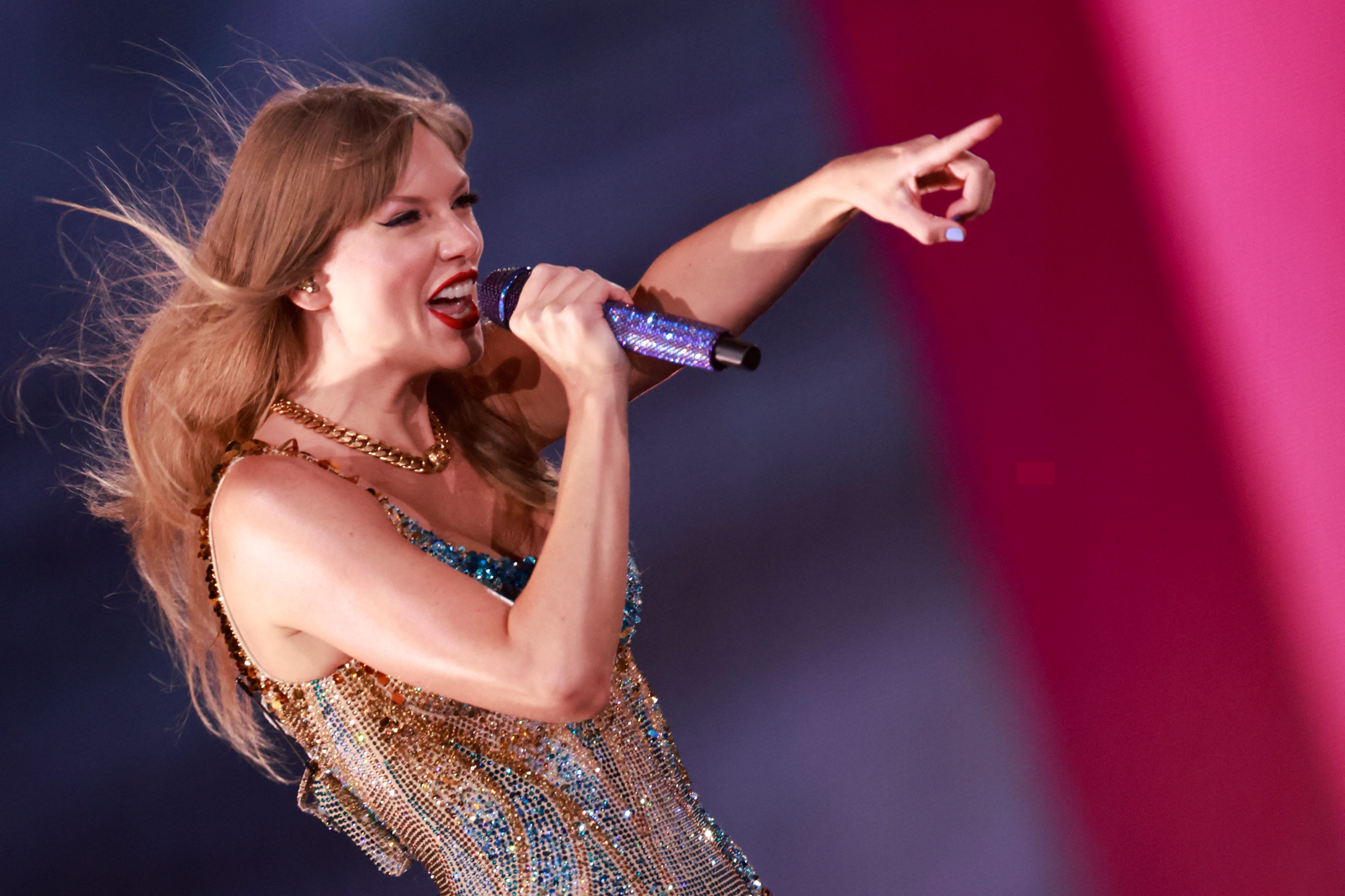 Taylor Swift durante concierto en Brasil. Fuente: AFP