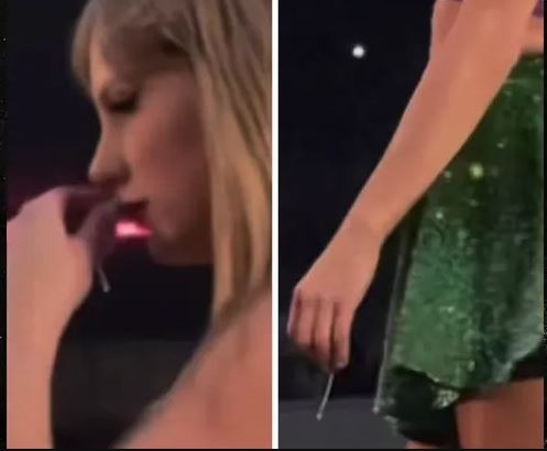 Taylor Swift fue captada limpiándose los mocos en pleno concierto en Escocia/foto: Tiktok