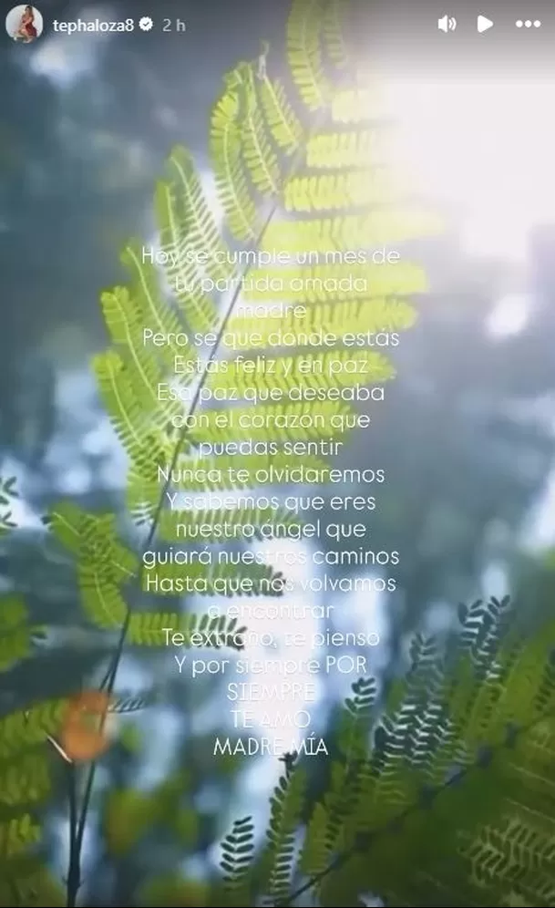 El mensaje de Tepha Loza a un mes de la muerte de su mamá / Instagram El mensaje de Tepha Loza a un mes de la muerte de su mamá / Instagram