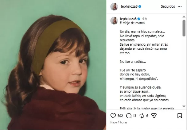 Tepha Loza rindió homenaje a su mamá por el Día de la Madre/ Captura Tepha Loza rindió homenaje a su mamá por el Día de la Madre/ Captura