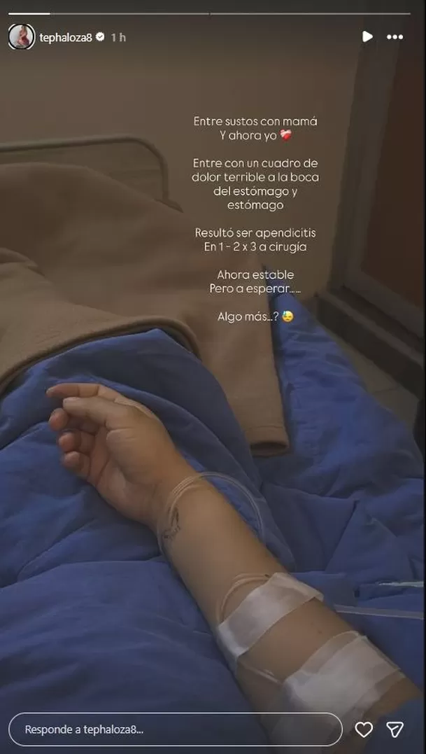 Tepha Loza contó que fue intervenida y está internada junto a su mamá en una clínica. Foto: Instagram Tepha Loza contó que fue intervenida y está internada junto a su mamá en una clínica. Foto: Instagram