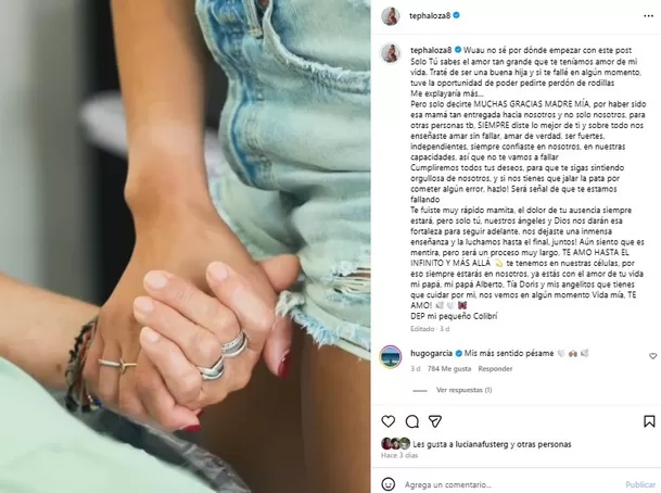 Tepha Loza dio el último adiós a su madre en redes sociales / Instagram Tepha Loza dio el último adiós a su madre en redes sociales / Instagram