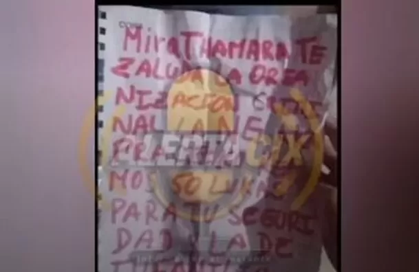 El mensaje con amenazas que un delincuente dejó en la casa de Thamara Gómez / Alerta Cix El mensaje con amenazas que un delincuente dejó en la casa de Thamara Gómez / Alerta Cix