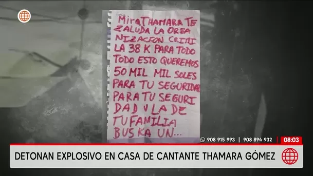 Los delincuentes le exigen 50 mil soles a Thamara Gómez / América Noticias