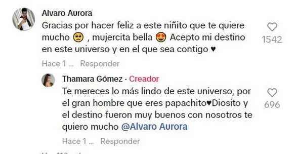 Álvaro Aurora respondió al romántico gesto de Thamara Gómez