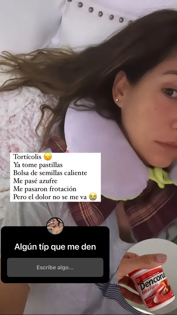 Tilsa Lozano tiene una severa cintractura muscular que le impide mover el cuello/Foto: Instagram