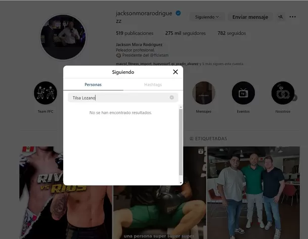 Jackson Mora ya no sigue a Tilsa Lozano en Instagram/Foto: Instagram