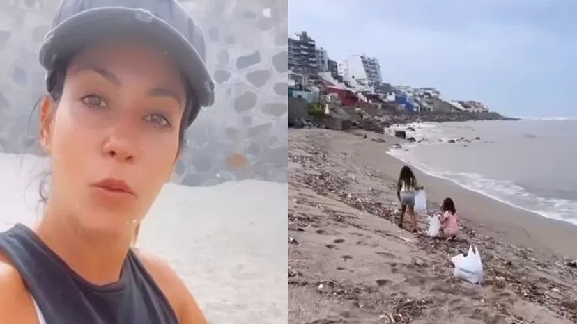 Tilsa Lozano y sus hijos limpiaron playas de Punta Hermosa tras huaico