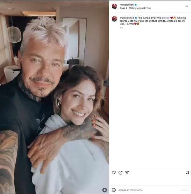 Tinelli se derritió de amor por Milett y dedicó canción del Grupo 5 por su cumpleaños. Fuente: Instagram