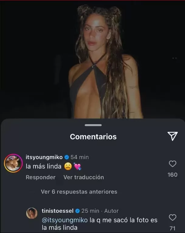 Los mensajes entre Tini y Young Miko / Instagram