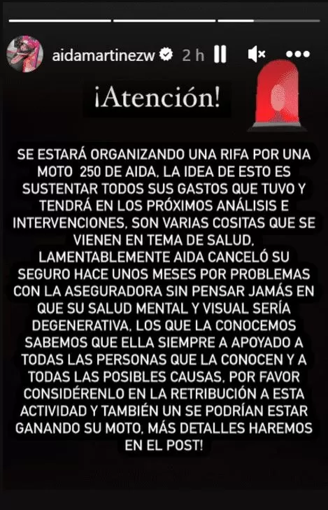 Adolfo Carrasco, esposo de Aída Martínez anunció que realizará una rifa para solventar los gastos de salud de la modelo arequipeña/ Foto: Instagram