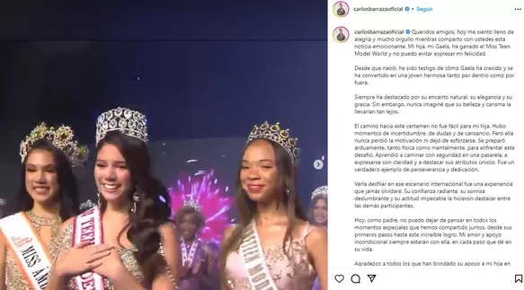 ‘Tomate’ Barraza se enteró del triunfo de su hija en el Miss Teen Model World mientras estaba en el avión