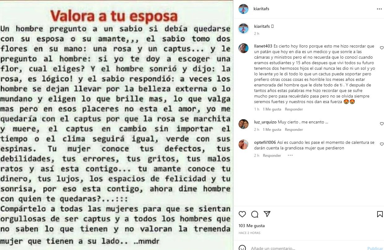 “Tu amante conoce tu dinero”: El mensaje que compartió la cuñada de Paolo Hurtado