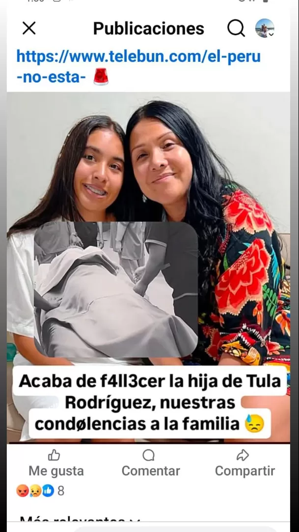 Tula Rodríguez compartió la imagen y pidió respeto para su hija y familia / Instagram