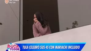 Tula Rodríguez y su reacción antes sorpresa de cumpleaños con mariachis