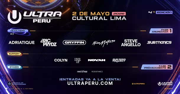 Phase 1 lineup del ULTRA Perú 2026 / Instagram