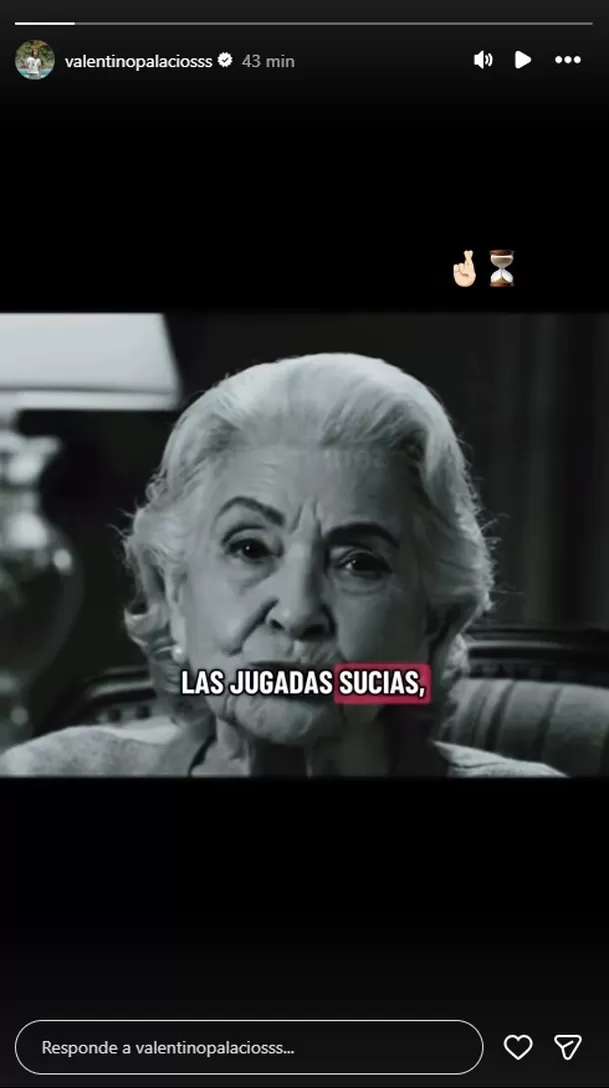 Valentino Palacios lanza mensaje en redes “Todo se paga”/ Captura Instagram