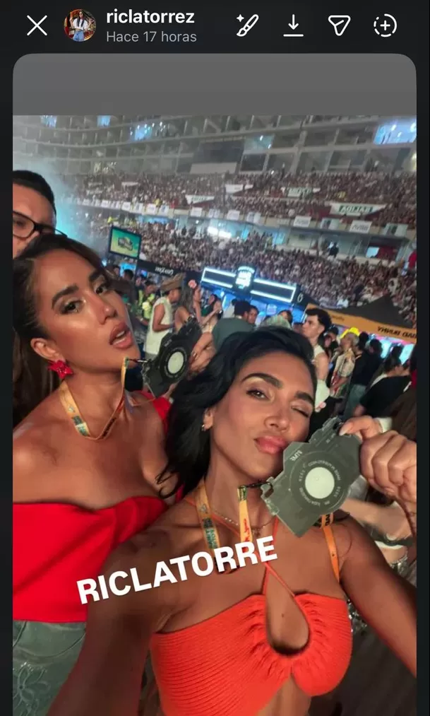 Melissa Paredes y Vania Bludau en el concierto de Bad Bunny. Foto: Instagram / Ric La Torre