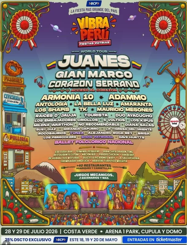 Cartel musical del festival Vibra Perú 2026 / Instagram Cartel musical del festival Vibra Perú 2026 / Instagram