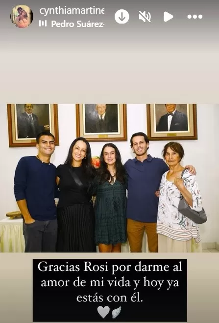 Cinthya Martínez escribió este emotivo mensaje para despedir a su suegra Rosa Alva/Foto: Instagram