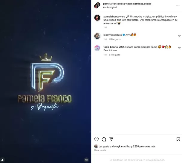 El comentario fue interpretado como una clara muestra de apoyo a Pamela Franco, justo cuando su vida sentimental vuelve a estar en el centro de la atención mediática. El comentario fue interpretado como una clara muestra de apoyo a Pamela Franco, justo cuando su vida sentimental vuelve a estar en el centro de la atención mediática.