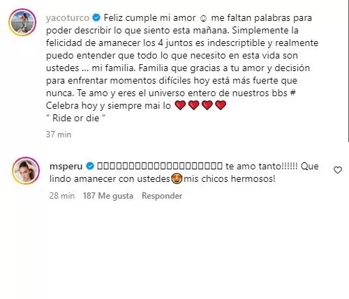 Yaco Eskenazi escribió este romántico saludo para Natalie Vértiz por su cumpleaños/ Foto: Instagram