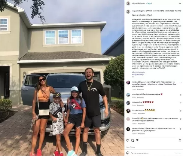 Mensaje de Miguel Hidalgo a Tilsa Lozano. Fuente: Instagram Mensaje de Miguel Hidalgo a Tilsa Lozano. Fuente: Instagram