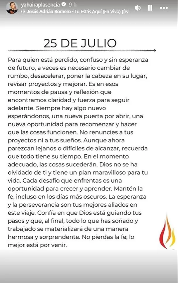 Yahaira Plasencia dejó mensaje de reflexión / Instagram