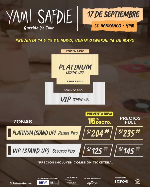 Entradas para el concierto de Yami Safdie en Lima 2026 / Ticketmaster 